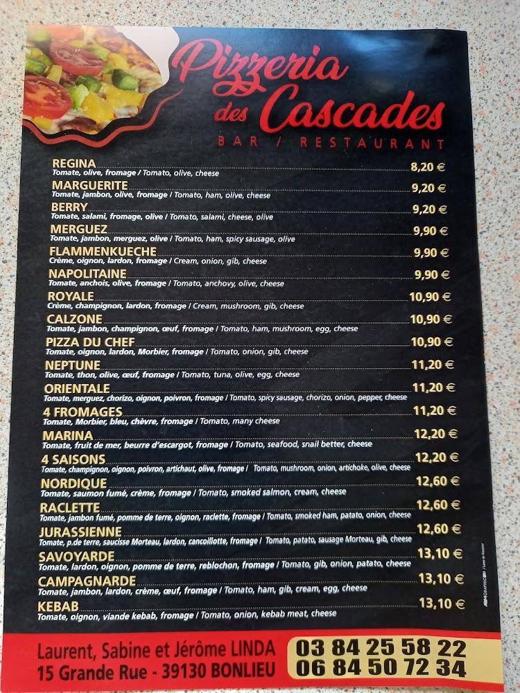 Bar Restaurant Pizzeria des Cascades - Menu Image 1